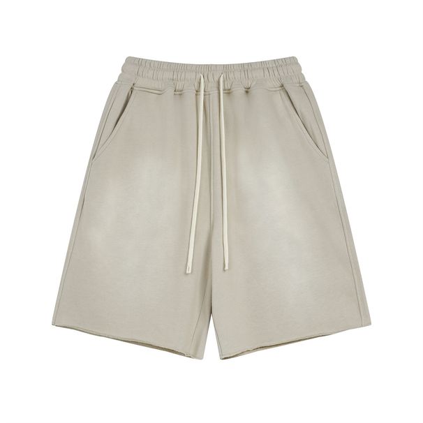 Men's Spring And Summer New Arrival 360g Lightly Brushed Washed Retro Distressed Trendy Brand Loose Men's Shorts_viptrois.com