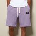 Men's Trendy Brand Label Waffle Knit Summer Casual Sports Shorts Loose Fitting Thin Cool Skin Friendly Five Point Length_viptrois.com