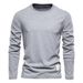 Round Neck Trendy Men's Long Sleeve Base Shirt Wholesale Pure Cotton T-Shirt Top Outerwear New Solid Color Casual Sports_viptrois.com