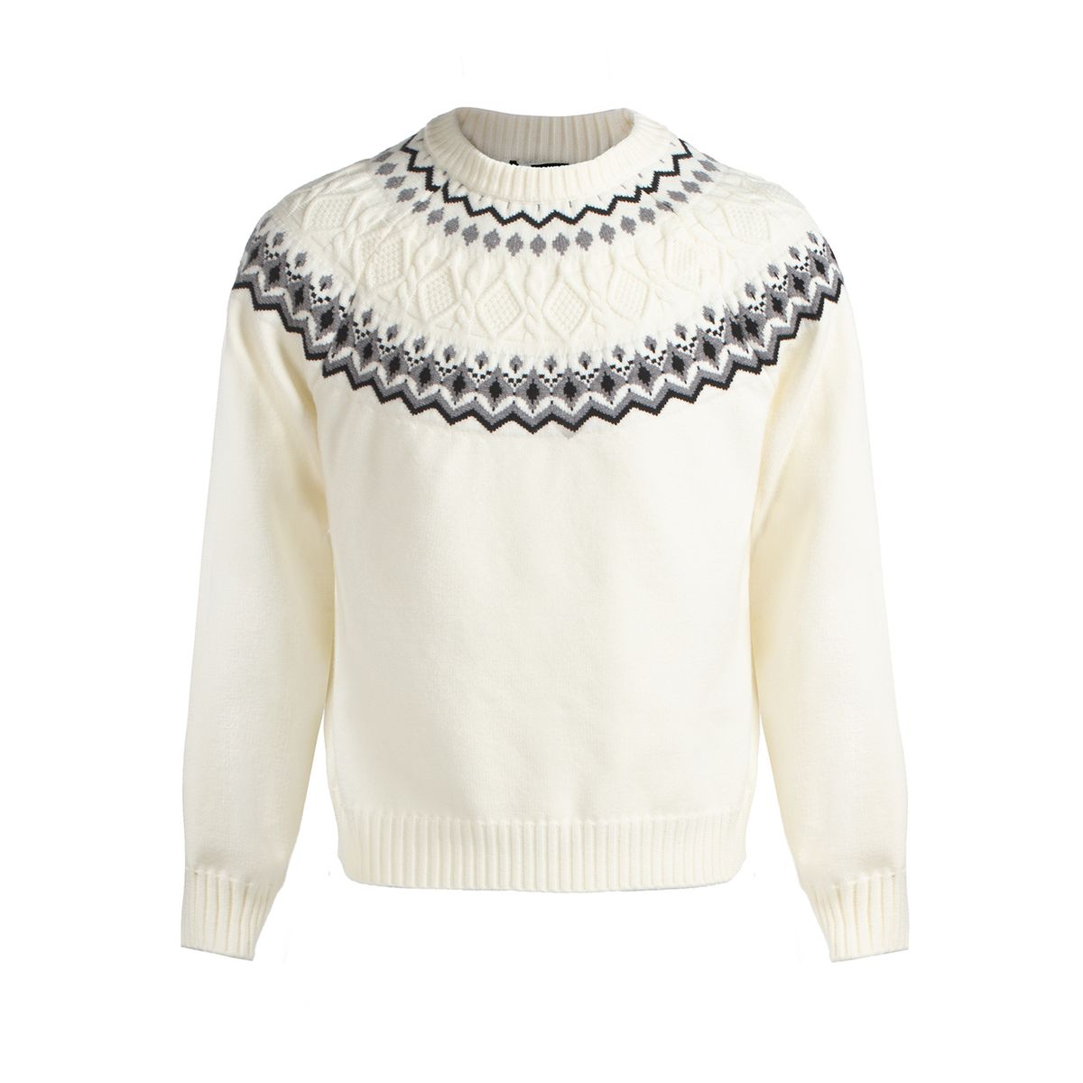 Fair Isle Knit Sweater - Breathable Cotton Blend, Comfortable Crewneck Pullover For Men & Women, Loose Fit Casual Wear_viptrois.com