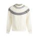 Fair Isle Knit Sweater - Breathable Cotton Blend, Comfortable Crewneck Pullover For Men & Women, Loose Fit Casual Wear_viptrois.com