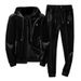 Men's Gold Velvet Tracksuit Set 2-Piece Hooded Lounge Suit | Loose Fit Casual Jogger Outfit For Autumn Winter | Soft Velour Jacket & Pants_viptrois.com