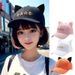 Fashion casual and versatile embroidery Cat's ears (Steamed cat-ear shaped bread) hat spring summer autumn women thin_viptrois.com