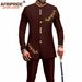 Men's clothing African national batik cotton men's casual two piece set_viptrois.com