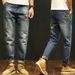 Men's Distressed Nine-Tenths Jeans - Stretch Denim Pants With Ripped Details, Slim Straight Fit, Comfortable & Trendy For Casual Wear_viptrois.com