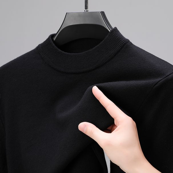Hälfte Rollkragen Strickwaren Pullover Neue Herbst/Winter Mock Neck Sweatshirts Einfarbig Pullover Mann Marke Casual Herren Kleidung_viptrois.com