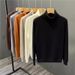 Pure Black Sweater Men's Autumn And Winter New Casual Stretch Bottoming Shirt Slim Youth Turn High Coll Fleece-lined_viptrois.com