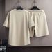 2025 Summer New Casual Sports Suit Men's Short Sleeved T-Shirt Trendy Brand Five Quarter Shorts Loose Two_viptrois.com