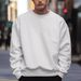 Pure White Ink One Piece Production 2025 Summer New Men's Round Neck Long Sleeve Casual Loose Sweatshirt European And_viptrois.com