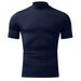 Solid Color Cotton Short Sleeve Top 2023 Spring And Autumn High Collar T-Shirt Men's Base Shirt Cross-Border Hot Sale_viptrois.com