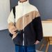 Lamb Wool Jacket Men's Turtleneck Stand-up Collar Fleece Sweater Couple Color Matching Fleece Lamb Wool Jacket_viptrois.com