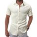 Men's Short Sleeve Casual Shirt – Breathable Textured Lapel, Single-Breasted (Pink/White/Black/Off-White/Burgundy, S-XXL)_viptrois.com