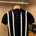 British Business Men's Slim Fit Men's T Shirt Short Sleeve Summer New Color Matching Striped Lapel Polo Shirt Men_viptrois.com