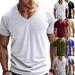 American Style Spring Summer Men's Trendy V-neck Quick-dry Breathable Casual Sports Personality Short Sleeve T-shirt Men_viptrois.com