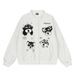 Animal Puppy Cartoon Embroidery Crew Neck Cardigan Sweatshirt Men's Loose Casual Spring Autumn Baseball Jacket Street_viptrois.com