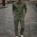 Nordmann Cross-Border European American Men's Spring And Autumn Sleeve Polo Shirt + Long Pants Casual Outing Jacquard_viptrois.com