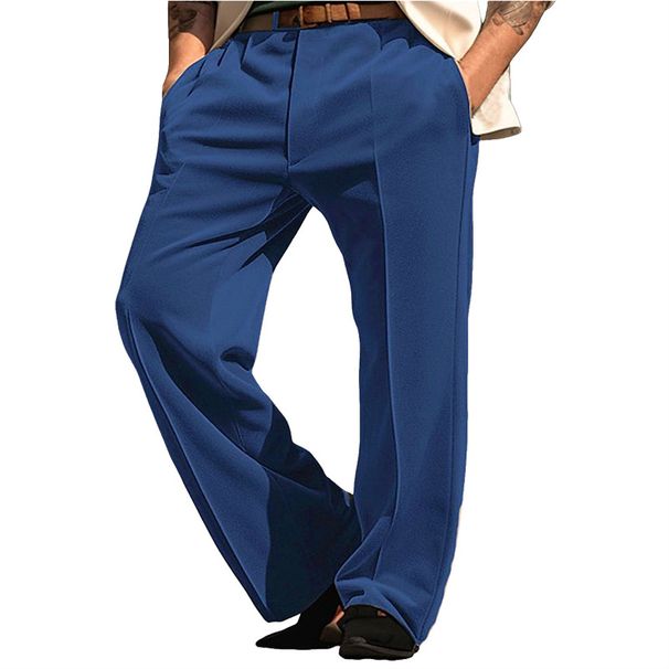 Men's Clothing Formal Velvet Solid Color Oblique Pocket Straight Comfortable Business Daily Vacation Suit Pants_viptrois.com