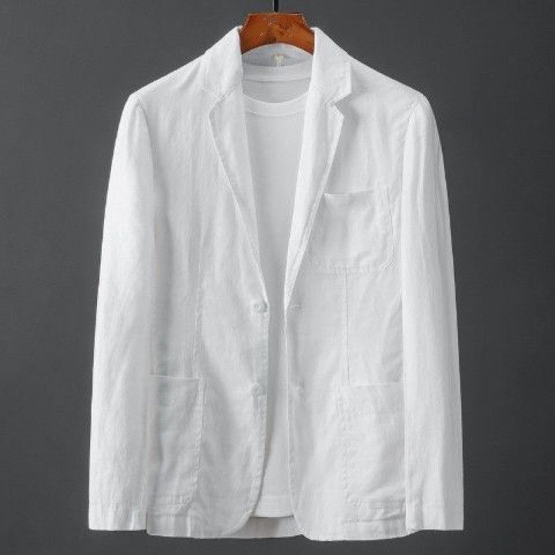 1 2023 Summer Solid Color Linen Men's Spring Youh Slim Fi Fashion Casual Thin Comforable Breahable Single Blazer_viptrois.com