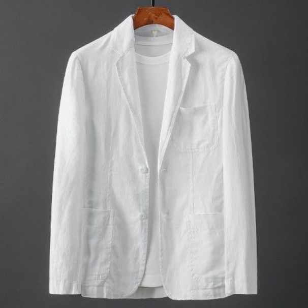 1 2023 Summer Solid Color Linen Men's Spring Youh Slim Fi Fashion Casual Thin Comforable Breahable Single Blazer_viptrois.com