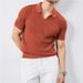 Men's Knitted Short Sleeve Polo Shirt Cross Border Export Style Lapel Elastic Hollow out Thin T-Shirt Recommended by Xiaohongshu Bloggers_viptrois.com