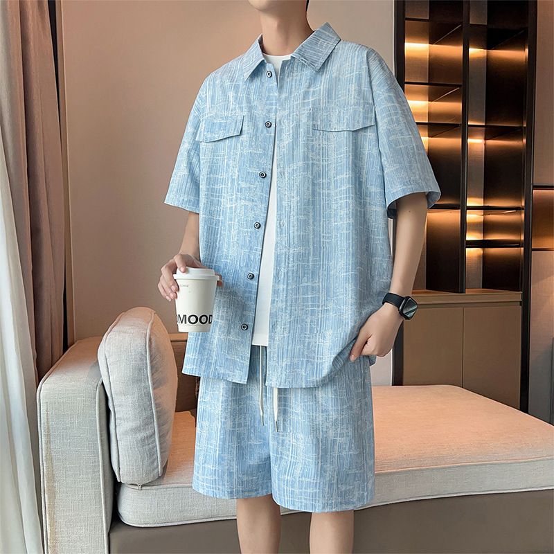 Men's Clothing Spring And Summer Hot Short Sleeved Shorts Suit For Men Loose Student Daily Wear Outerwear Suit_viptrois.com