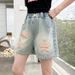 Cross Border Wholesale Children's Pants 2025 New Girls' Denim Shorts Summer Clothes For Middle And Large Children's Summer Wear Korean Style Hot Pants_viptrois.com