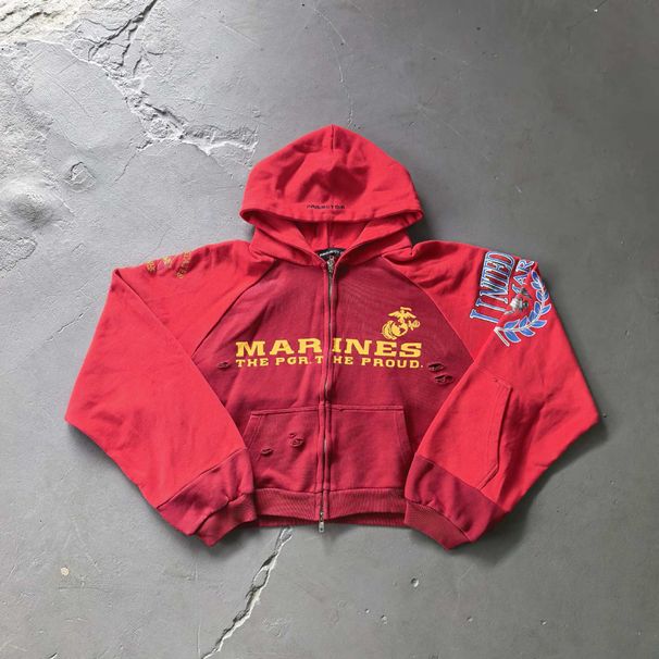 Grailz Project G/R High Quality Distressed Patchwork Zipper Cardigan Sweatshirt Jacket Embroidered Hoodie_viptrois.com