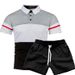 Summer Men's Short Sleeve Polo Shirt Stylish Two Tone Patchwork Webbing Design Casual Top New_viptrois.com