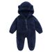 Soft Fleece Hooded Baby Jumpsuit With Mittens - Unisex Cartoon Style Infant Romper For Newborns - Cozy Zipper Closure, Long Sleeve, Neutral Colors_viptrois.com
