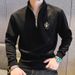 European Style Sweatshirt Trendy Ins Fashion Printed 2023 Autumn New Loose Handsome Half-Zip Pullover Men's Clothing_viptrois.com
