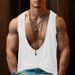 Men's Clothing Large V Neck T Shirt Solid Color Thin Casual Sweat Shirt Sleeveless Breathable Waistcoat Sports Vest_viptrois.com