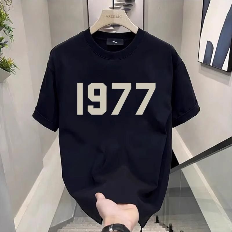 Camiseta Algodón Puro Estilo Americano Moderno, Impresión Digital Simple, Camiseta Verano Para Hombres, Cuello Redondo,_viptrois.com