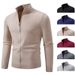 Men's Clothing Stand Collar Zipper Cardigan Sweater Knit Zip-Up Stand Collar Sweater Casual Slim Fit Pullover Lightweight Comfortable For Autumn_viptrois.com