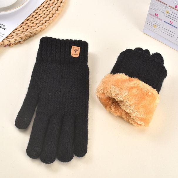 Sports Gloves Skiing Cycling Motorcycle Hiking Touch Screen Gloves Men's Double-layer Touch Screen Gloves With Fleece And Wool Knitted Gloves_viptrois.com