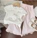 Mother & Kids Kids Clothing Color Striped Sleeveless Vest Plus Embroidered Jeans Set_viptrois.com