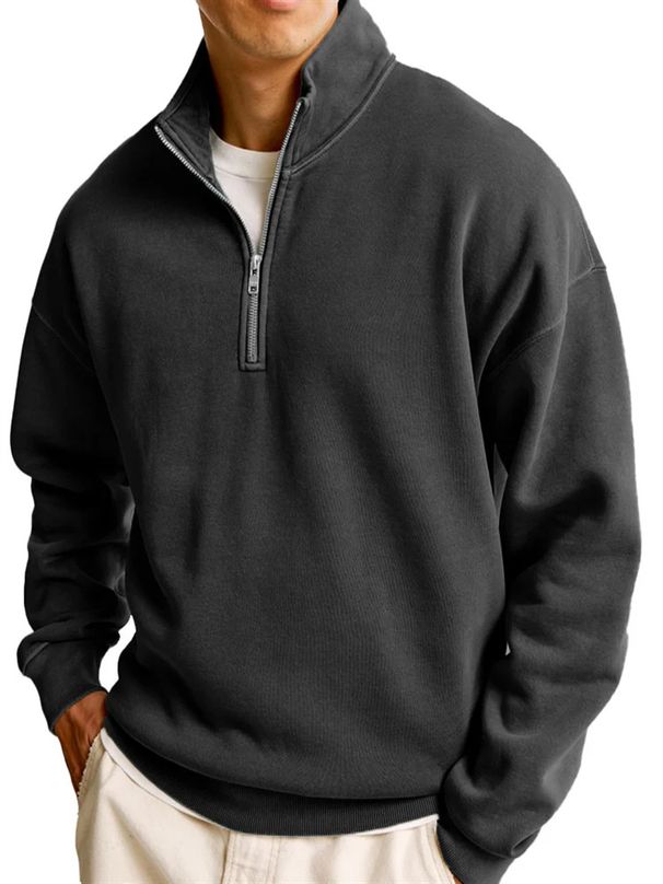 The 2025 New Men's Versatile Sweatshirt Is A Fashionable And Casual Half-zipper Stand-up Collar Long-sleeved Sweatshirt For Men_viptrois.com