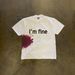 Men's Heavyweight Cotton T-Shirt 'I'm Fine' Printed American Style Oversized Retro Loose Short Sleeve Casual Top for Y2K Trendy Look_viptrois.com