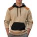 American Style Autumn And Winter European Size Men's Casual Color Matching Pullover Jacquard Men's Plaid Hooded Large Pocket Sweatshirt_viptrois.com