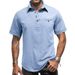 Men's Clothing Button Lapel Pocket Fashion Short Sleeved Shirt_viptrois.com