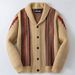 Men's Clothing, Autumn And Winter Long-sleeved Retro Jacquard Sweater, Lapel Sweater And Coat Men_viptrois.com