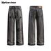 Men's Clothing Retro Washed Hole Workwear Jeans Trendy Brand Loose Straight Men And Women Wide Leg Mopping Casual Trousers_viptrois.com