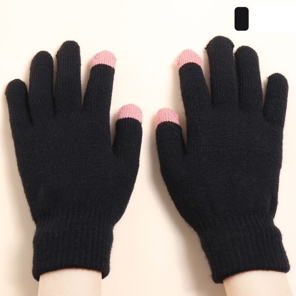 Sports Gloves Skiing Cycling Motorcycle Hiking Touch Screen Gloves Women's Fleece Velvet-thickened Deer Wool Warm Knit Gloves_viptrois.com