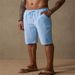 Men's Summer Linen Cotton Drawstring Casual Beach Shorts - Breathable, Relaxed Fit, Elastic Waistband, Multiple Pockets_viptrois.com