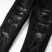 Men's Clothing Ripped Patch Jeans High Street Fashion Elastic Slim Fit Pants_viptrois.com