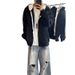 Color Blocked Hooded Cardigan Sweatshirt, Trendy Brand, Loose And Trendy New Style, Versatile And Stylish Casual Jacket_viptrois.com