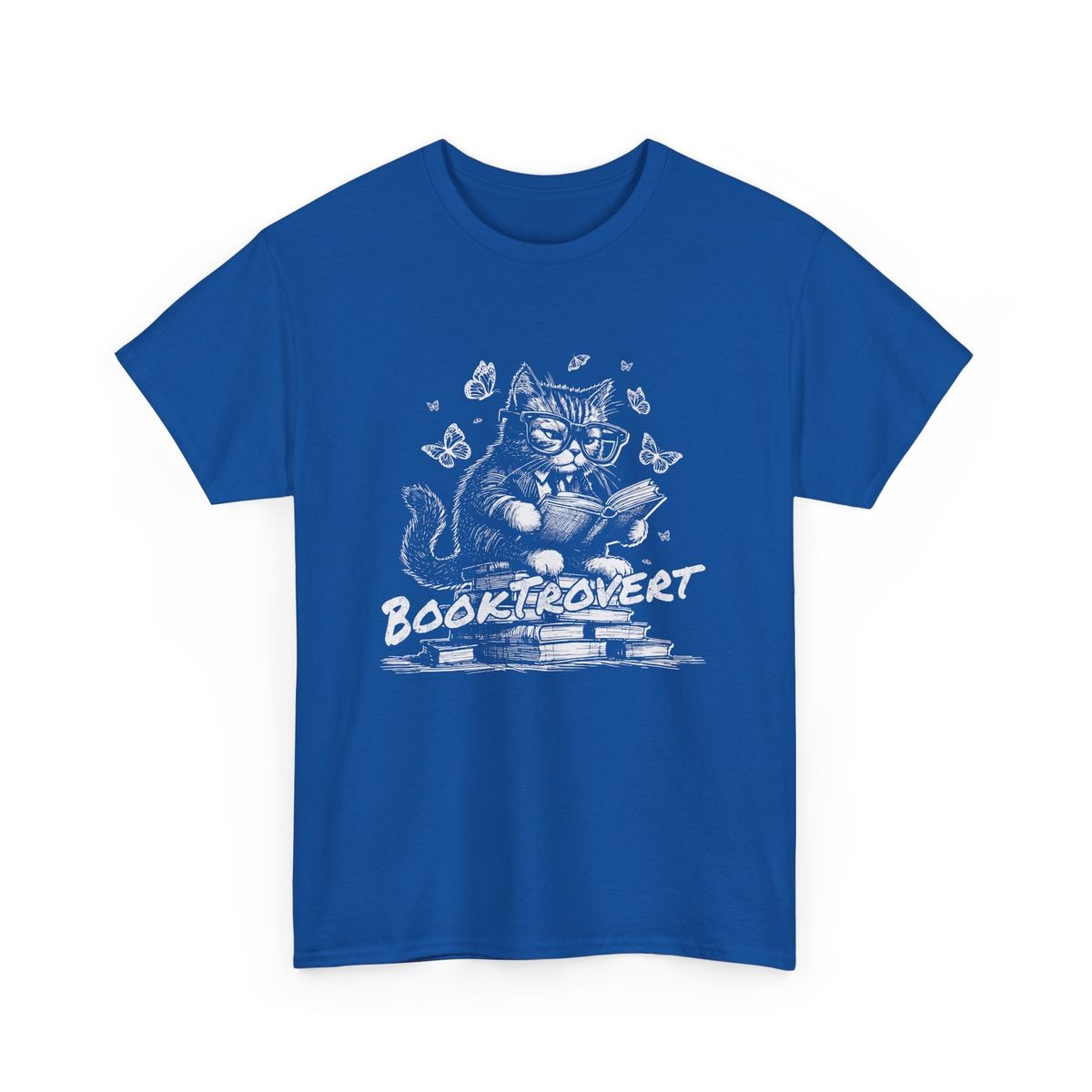 Book Lover T-Shirt Mens Womens Tees Top | Funny Reading Shirt | Book Trovert Reading Cat T-Shirt Mens Womens Tees Top_viptrois.com