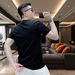 Men's Combed Cotton Short Sleeve T-Shirt round Neck Slim Fit Fashionable Print Top for Summer_viptrois.com