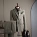 Men's Clothing Double Breasted Checkered Suit Set Slim Fit Business Blazer & Trousers For Wedding, Formal Occasions (Jacket + Vest + Pants Options)_viptrois.com