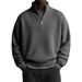Men's Waffle-Knit Half-Zip Sweatshirt – Seasonless Stretch Polyester Pullover (Breathable Grid Texture, 10 Colors, S-5XL)_viptrois.com