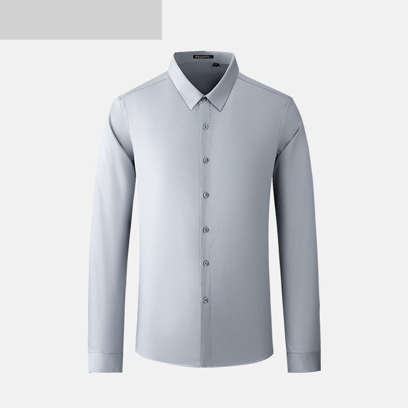 Men's Clothing Three Proof Black Technology Shirt Spring And Autumn Casual Loose Solid Color Men's Long Sleeve Shirt_viptrois.com